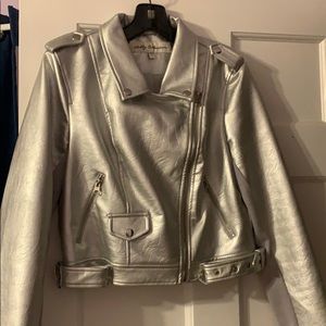 kids silver leather jacket